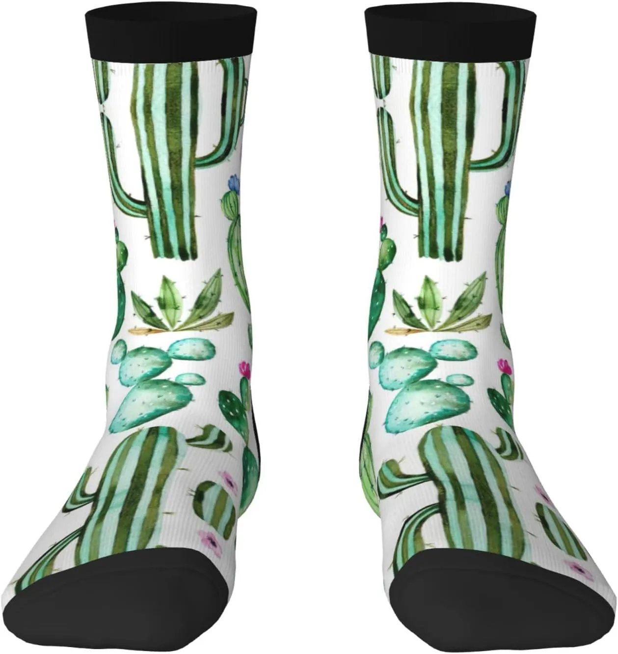 Adult Socks, Tropical Cactus Tree Flower Print Winter Warm Wool Socks for Women, Soft Cozy Socks, Knit Boots Socks for Men