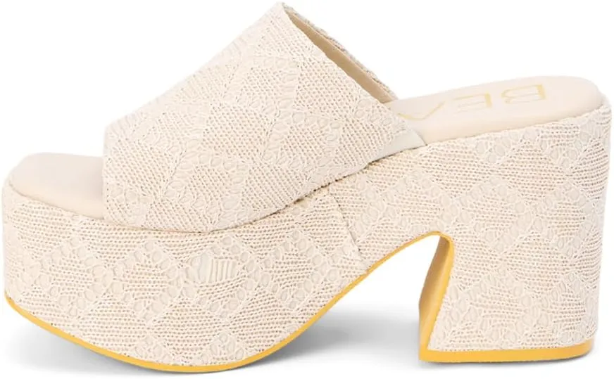 BEACH by Matisse Womens Como Block Platform Casual Sandals Casual High Heel 3" & Up - Beige