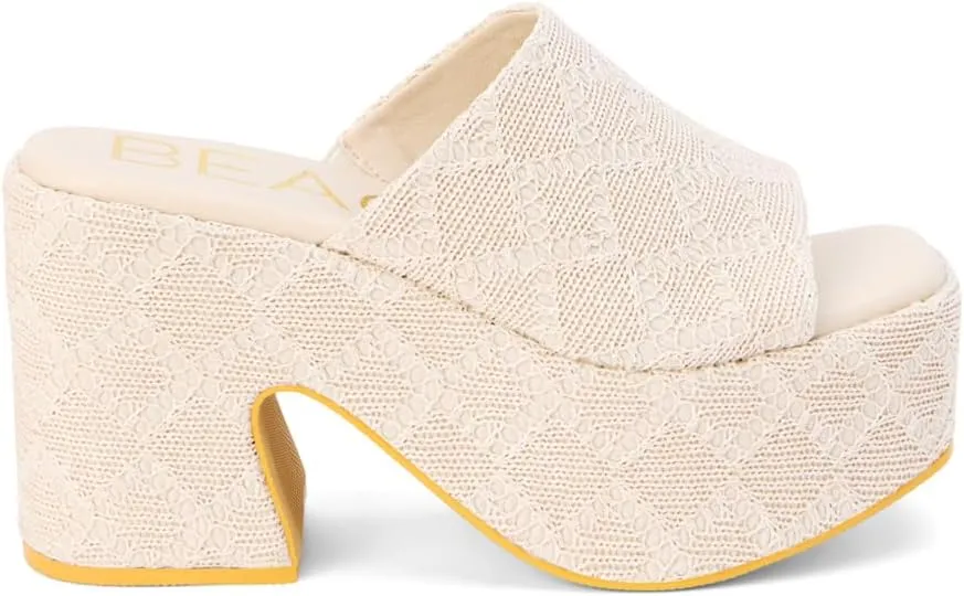 BEACH by Matisse Womens Como Block Platform Casual Sandals Casual High Heel 3" & Up - Beige