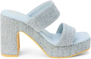 BEACH by Matisse Womens Gem Platform Block Casual Sandals Casual High Heel 3" & Up - Blue