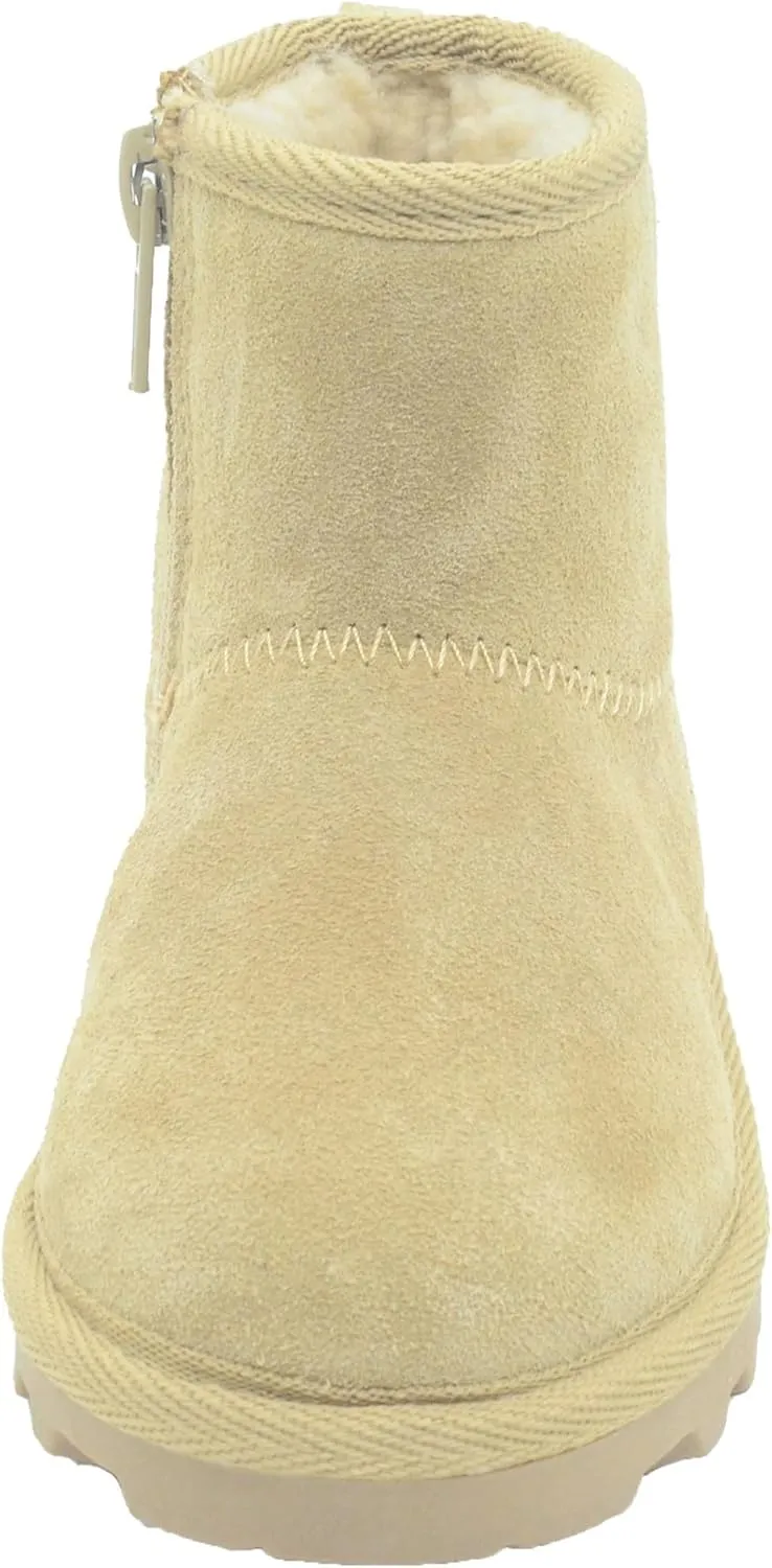 BEARPAW Toddler Winter Bootie with Faux-Fur Lining, Suede Shoes for Indoor and Outdoor, Babies' Soft Ankle Boots with Hard Bottom Soles