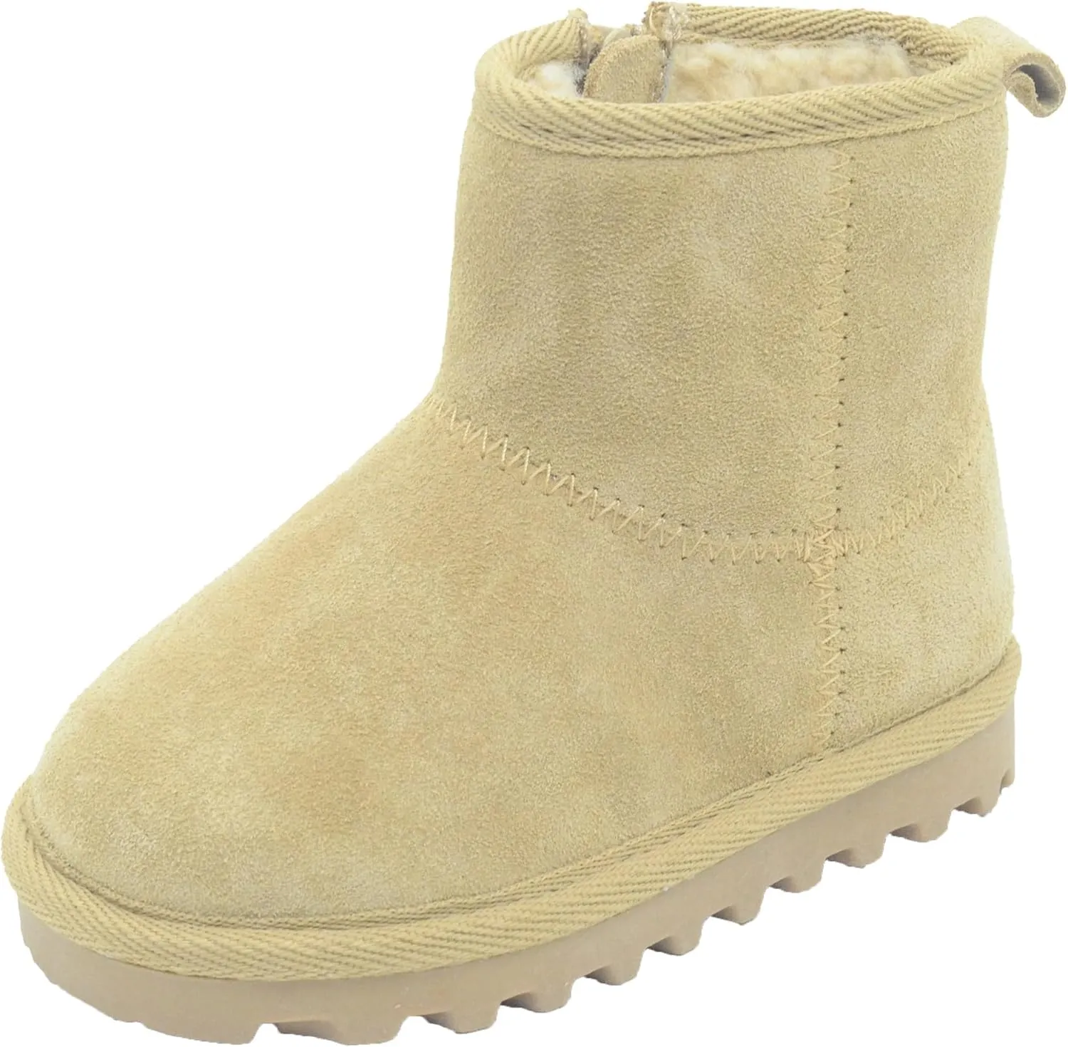 BEARPAW Toddler Winter Bootie with Faux-Fur Lining, Suede Shoes for Indoor and Outdoor, Babies' Soft Ankle Boots with Hard Bottom Soles
