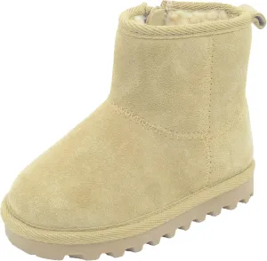 BEARPAW Toddler Winter Bootie with Faux-Fur Lining, Suede Shoes for Indoor and Outdoor, Babies' Soft Ankle Boots with Hard Bottom Soles