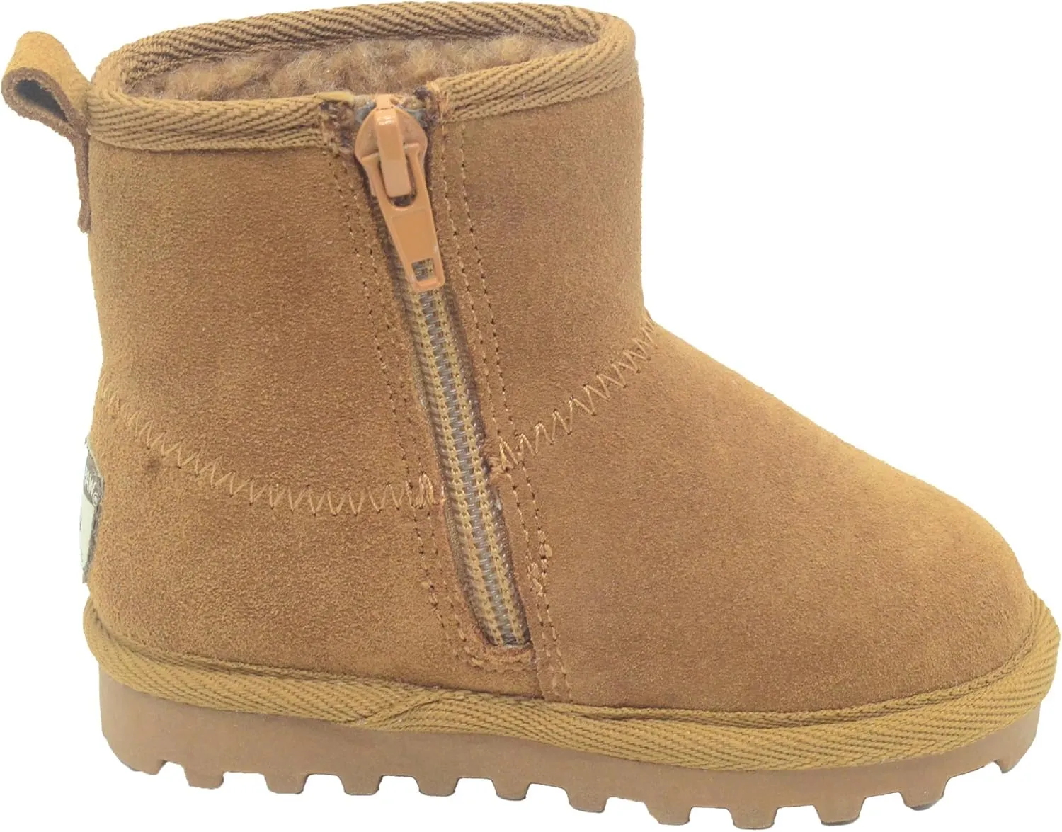 BEARPAW Toddler Winter Bootie with Faux-Fur Lining, Suede Shoes for Indoor and Outdoor, Babies' Soft Ankle Boots with Hard Bottom Soles