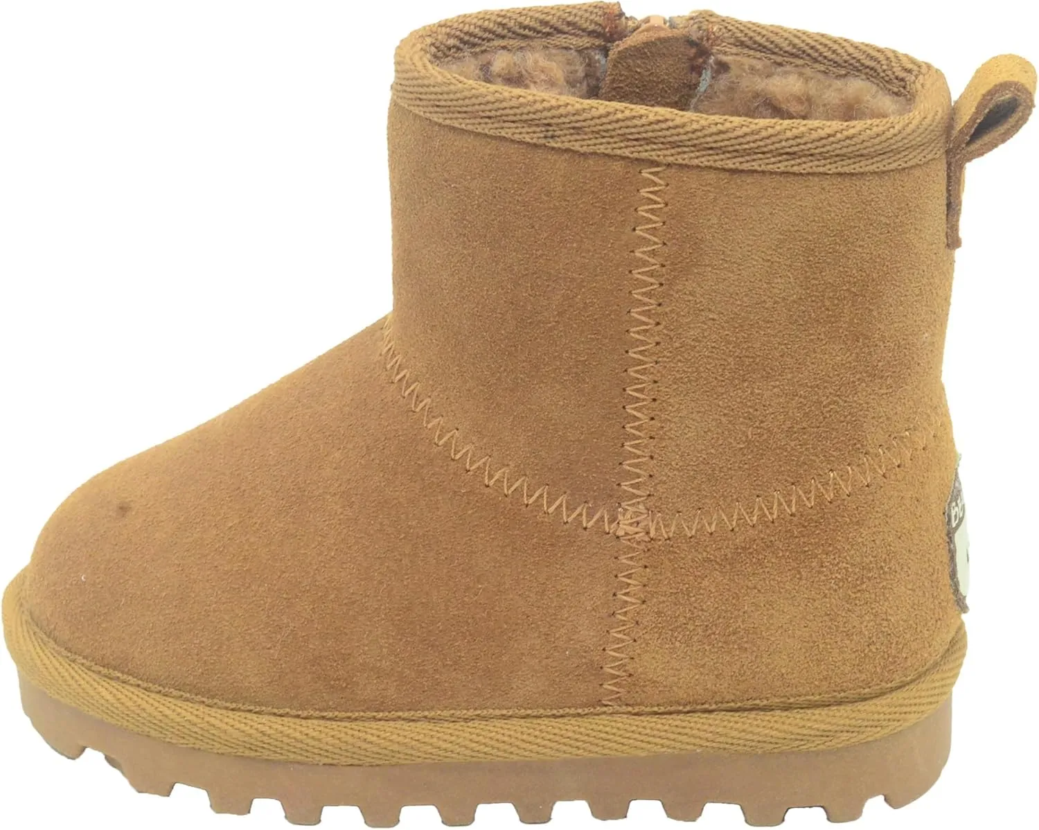 BEARPAW Toddler Winter Bootie with Faux-Fur Lining, Suede Shoes for Indoor and Outdoor, Babies' Soft Ankle Boots with Hard Bottom Soles
