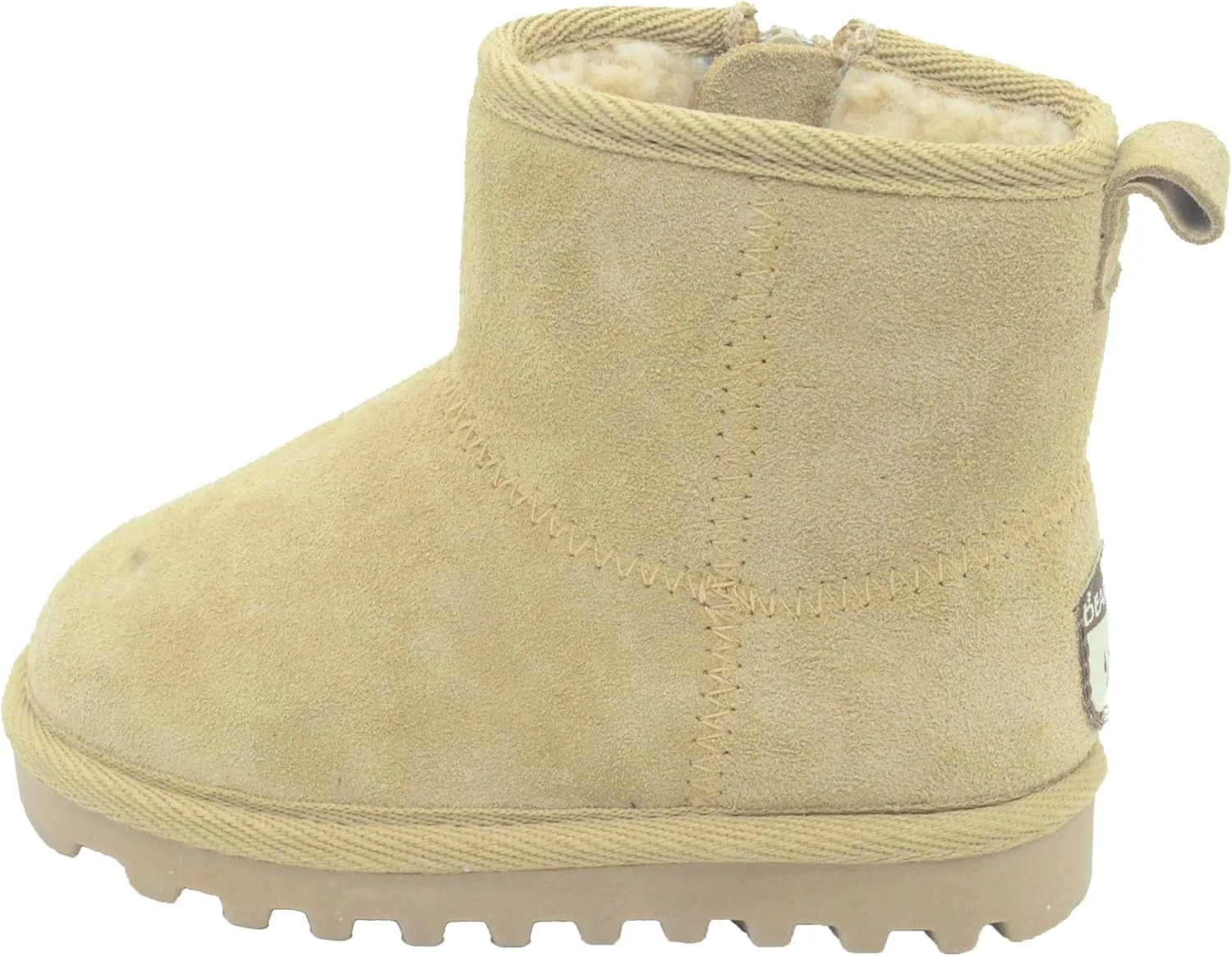 BEARPAW Toddler Winter Bootie with Faux-Fur Lining, Suede Shoes for Indoor and Outdoor, Babies' Soft Ankle Boots with Hard Bottom Soles