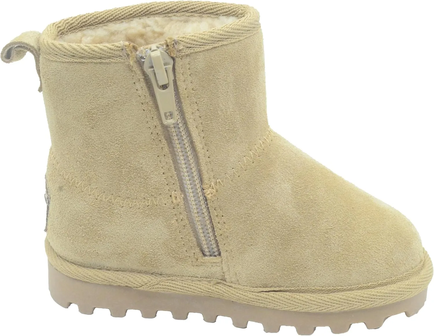 BEARPAW Toddler Winter Bootie with Faux-Fur Lining, Suede Shoes for Indoor and Outdoor, Babies' Soft Ankle Boots with Hard Bottom Soles