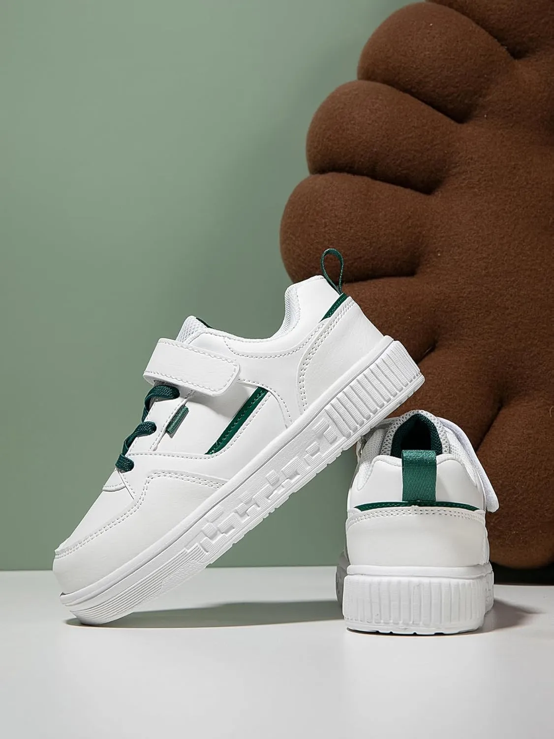 Boys and Girls Board Shoes Adjustable Hook and Loop Classic Low Top Kids Sneakers Lightweight Comfortable for All Season