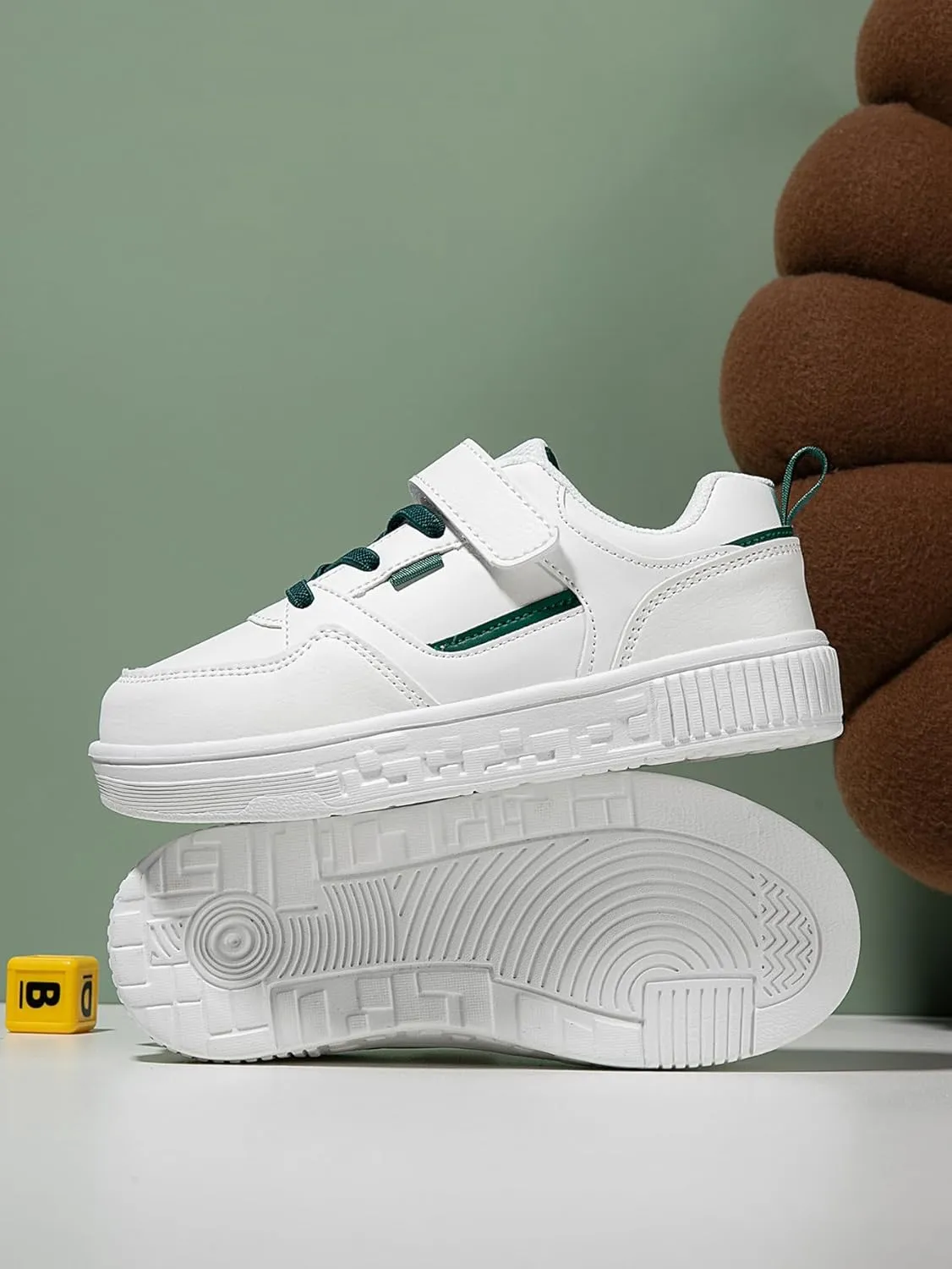 Boys and Girls Board Shoes Adjustable Hook and Loop Classic Low Top Kids Sneakers Lightweight Comfortable for All Season
