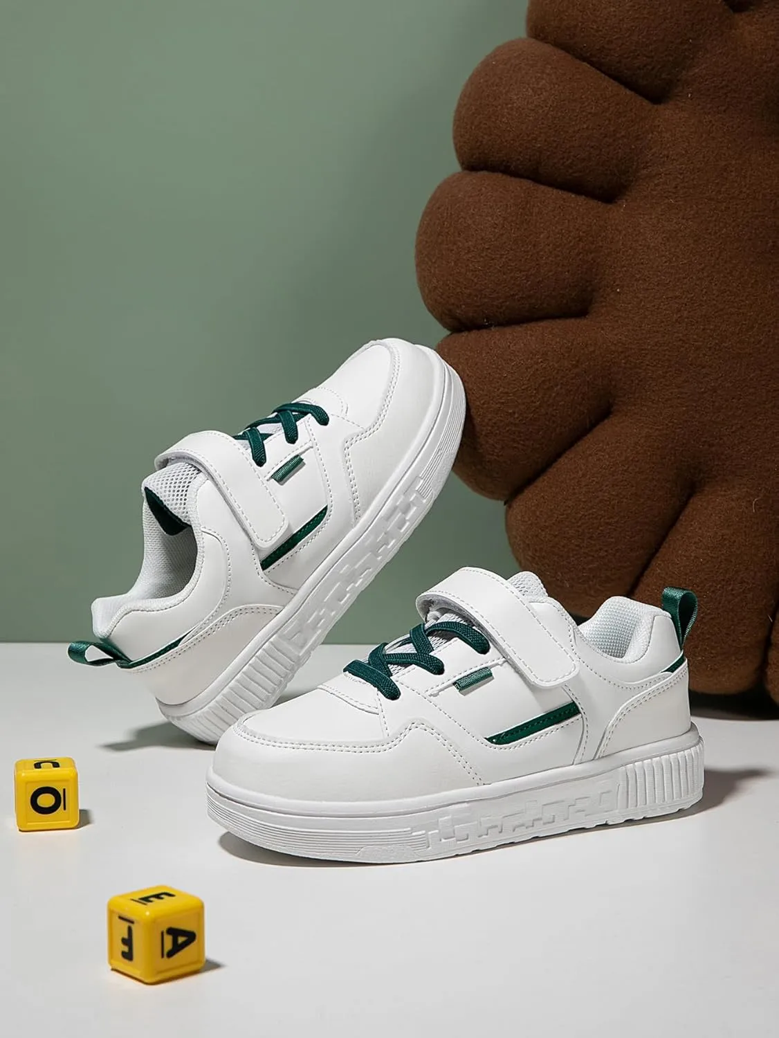 Boys and Girls Board Shoes Adjustable Hook and Loop Classic Low Top Kids Sneakers Lightweight Comfortable for All Season