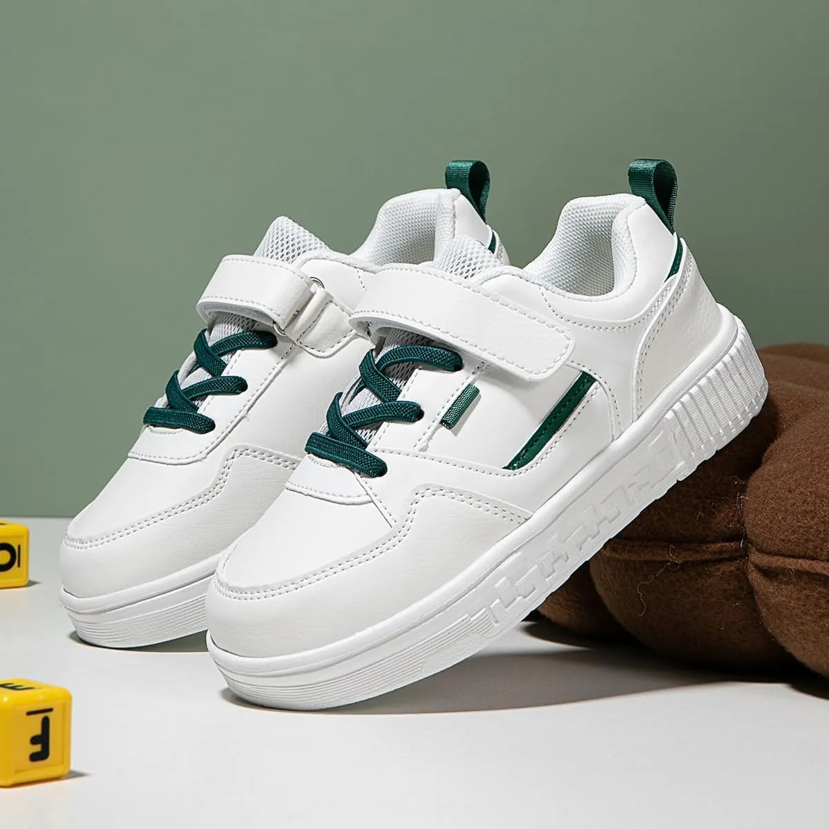 Boys and Girls Board Shoes Adjustable Hook and Loop Classic Low Top Kids Sneakers Lightweight Comfortable for All Season