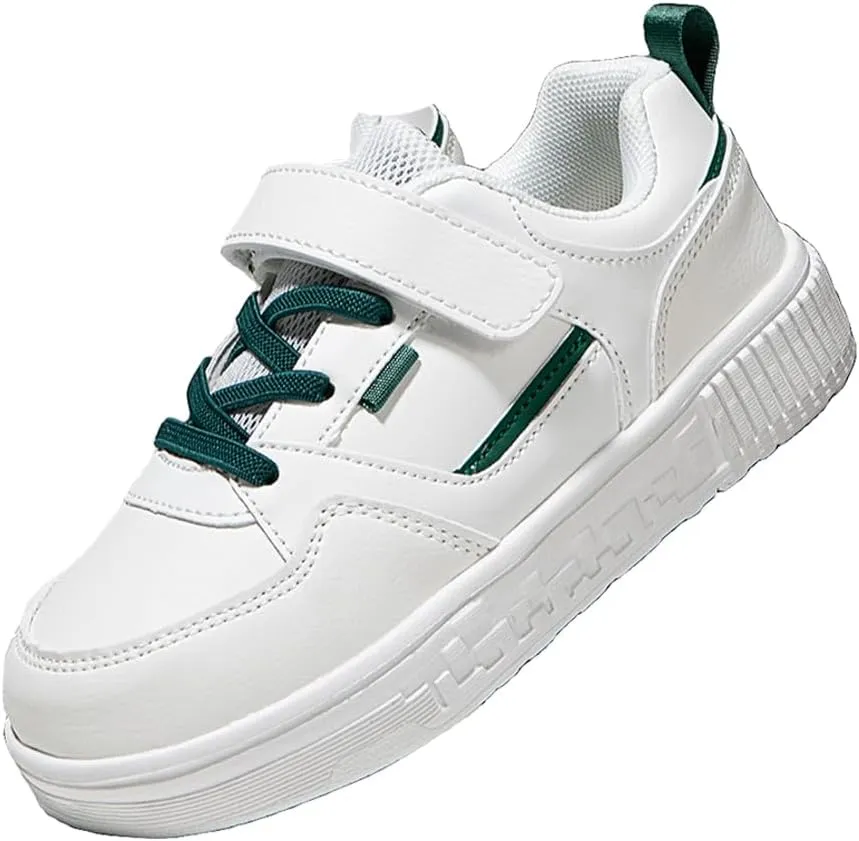 Boys and Girls Board Shoes Adjustable Hook and Loop Classic Low Top Kids Sneakers Lightweight Comfortable for All Season