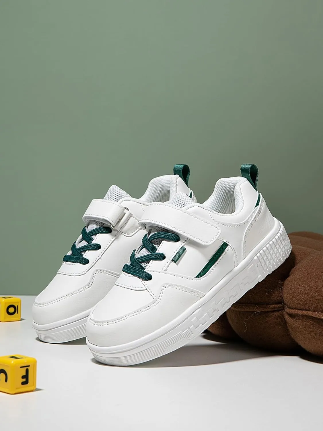 Boys and Girls Board Shoes Adjustable Hook and Loop Classic Low Top Kids Sneakers Lightweight Comfortable for All Season