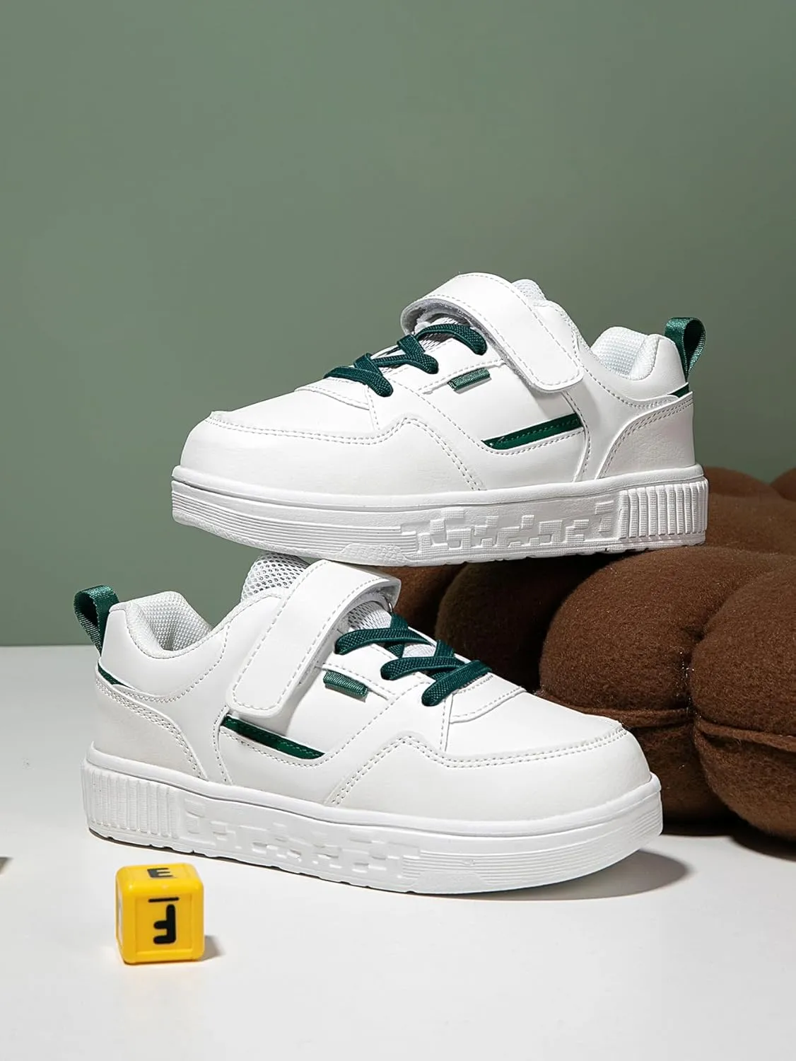 Boys and Girls Board Shoes Adjustable Hook and Loop Classic Low Top Kids Sneakers Lightweight Comfortable for All Season