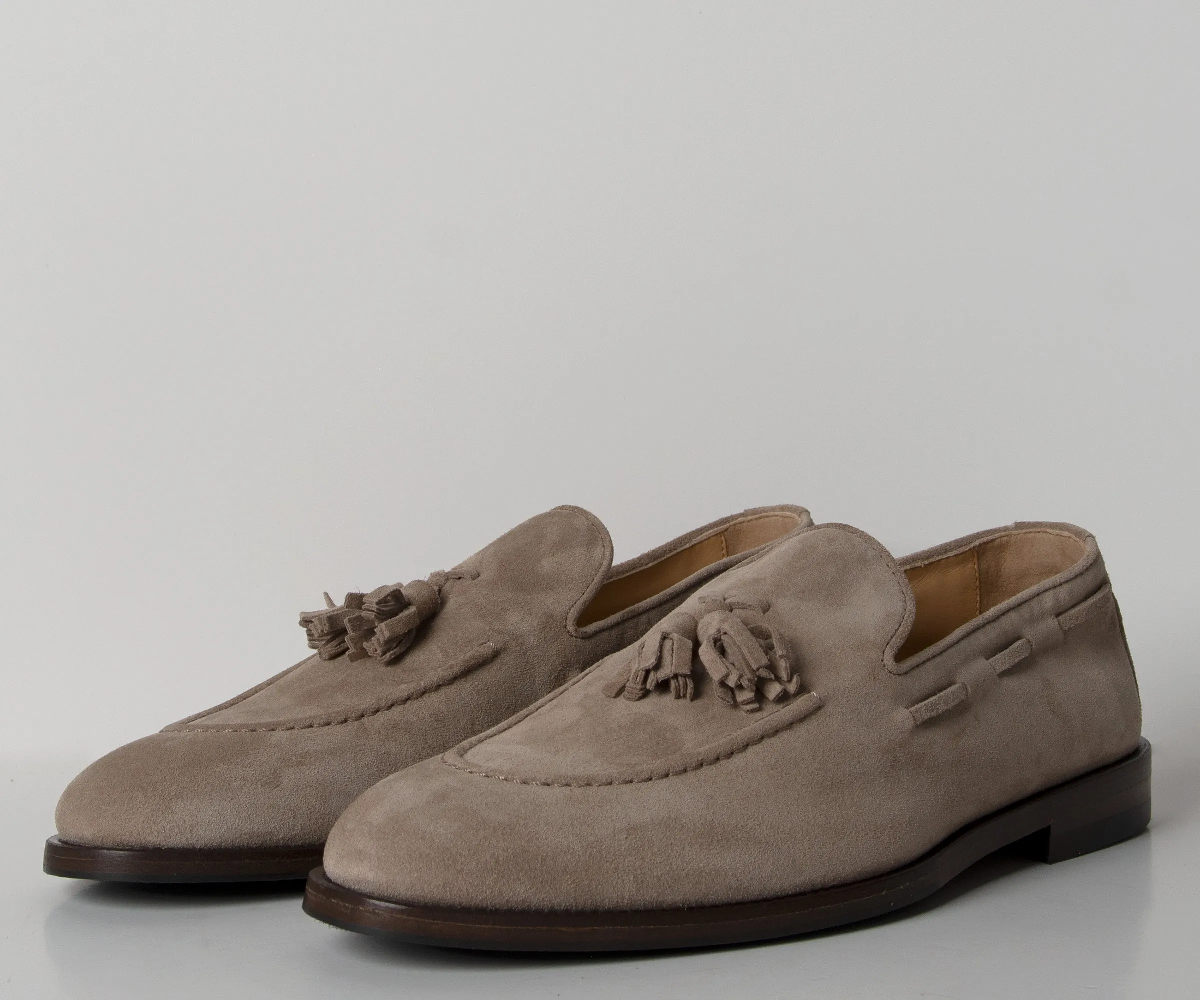 BRUNELLO CUCINELLI Suede Tassel Loafers Brown