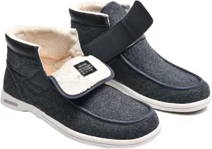 bumuam Diabetic Shoes for Elderly Men,Comfy Warm Plush House Shoes, High-top Wide Width Adjustable Closures Boots for Elderly Arthritis Edema Men 6.5/Women 7