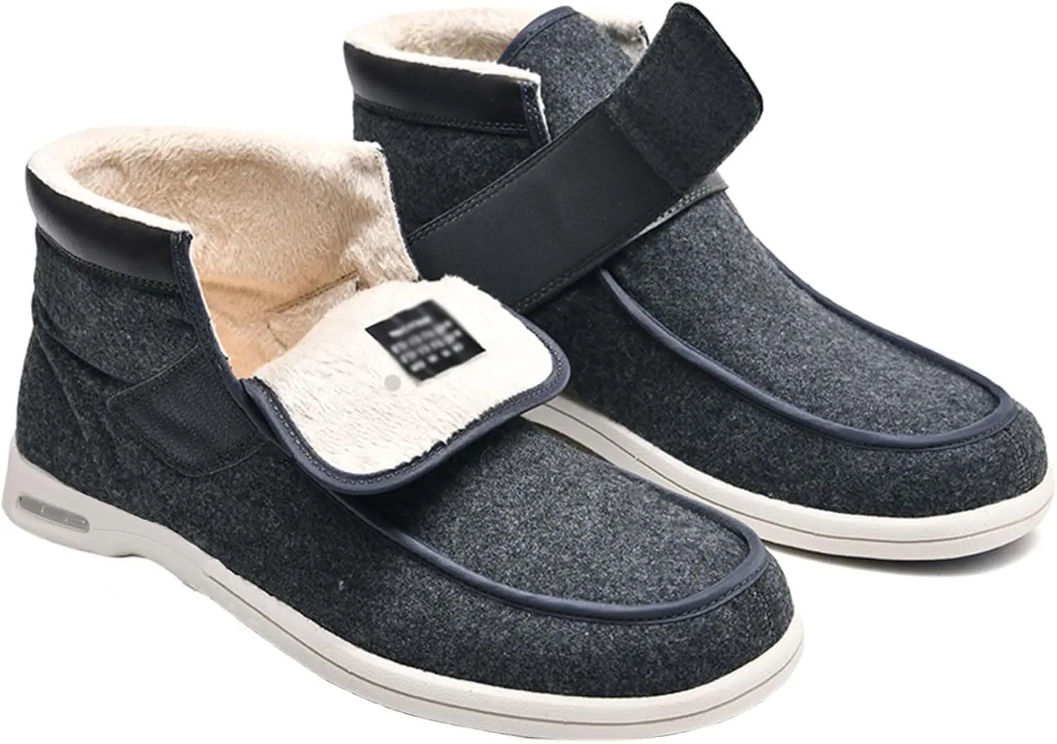 bumuam Diabetic Shoes for Elderly Men,Comfy Warm Plush House Shoes, High-top Wide Width Adjustable Closures Boots for Elderly Arthritis Edema Men 6.5/Women 7