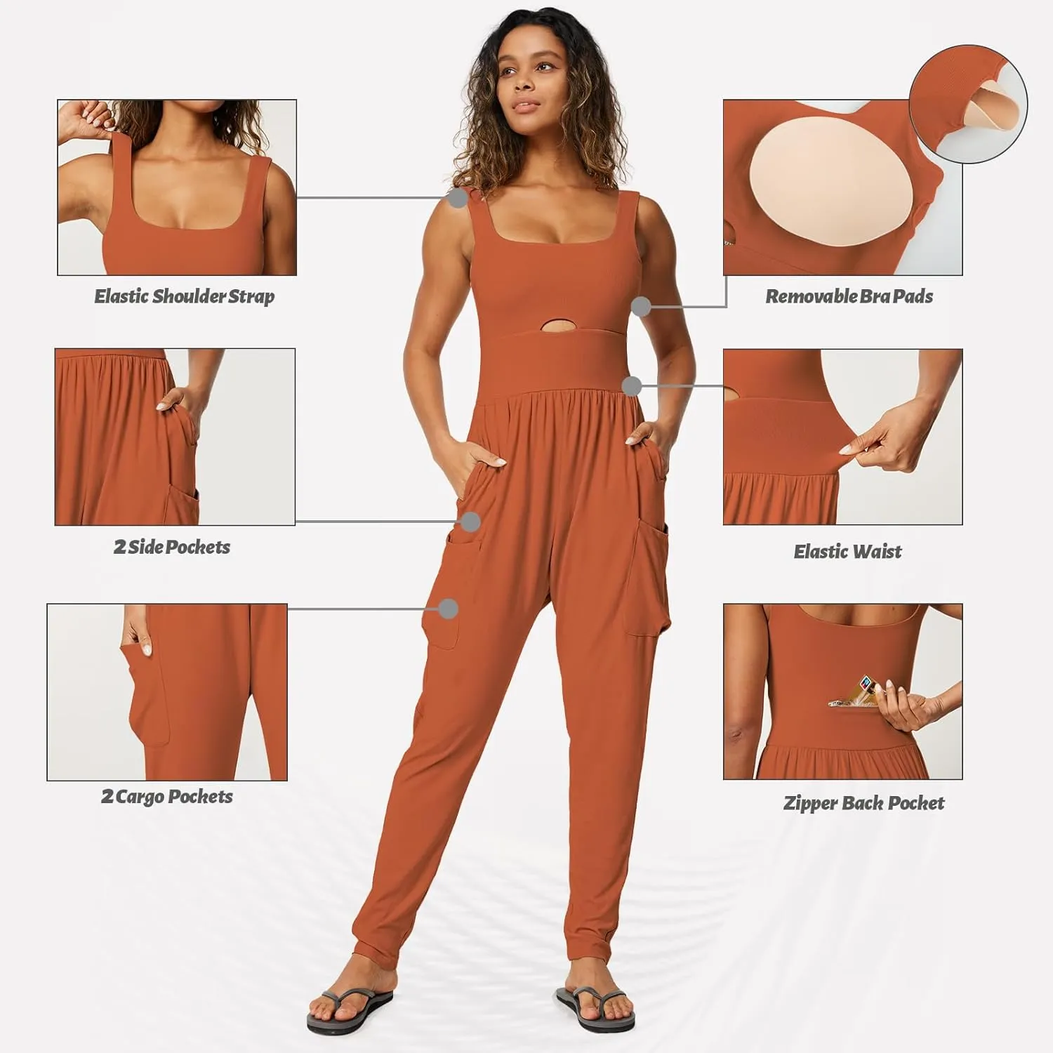 Casei Jumpsuits for Women Casual Summer Rompers Sleeveless Loose Strap Baggy Overalls Yoga Harem Jumpers with Pockets