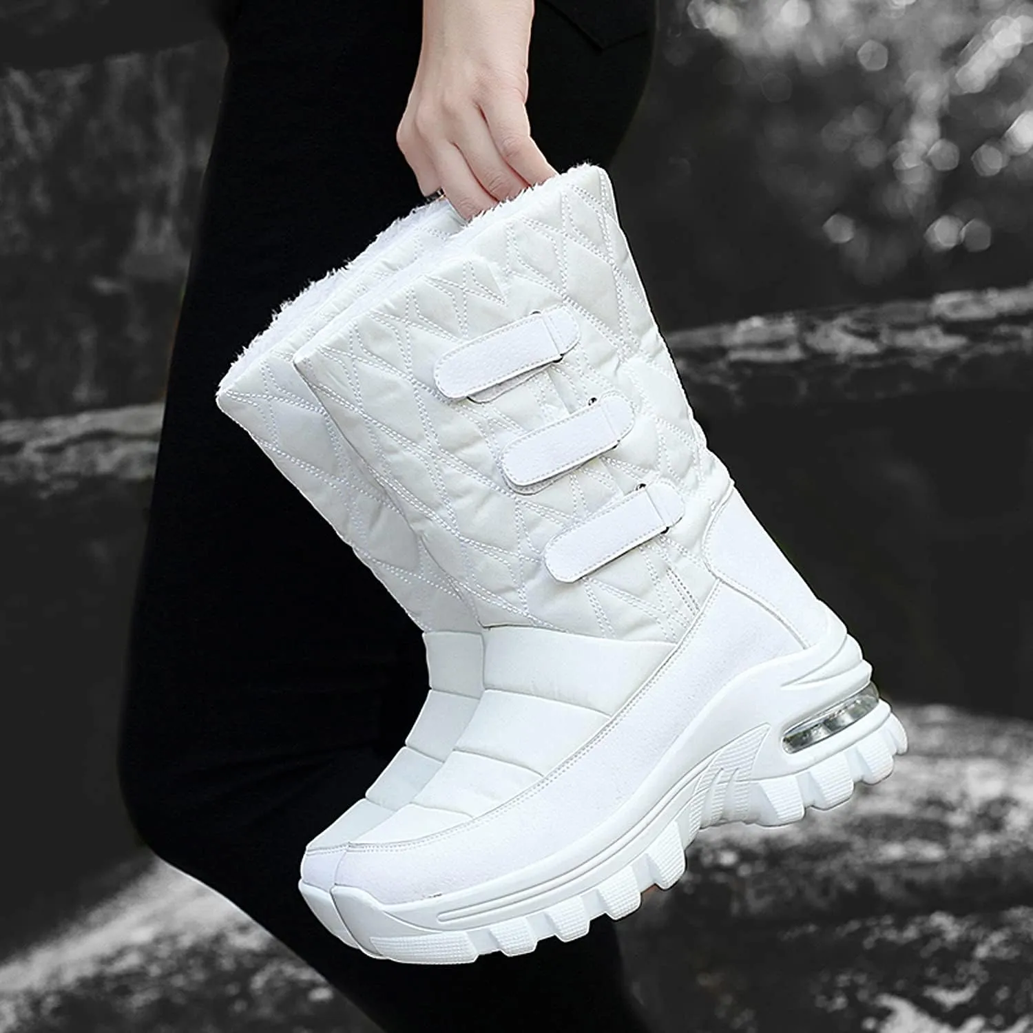 CERYTHRINA Womens Snow Boots Fur Lining Bootie Warm Ankle Booties Outdoor Thickening Winter Shoes