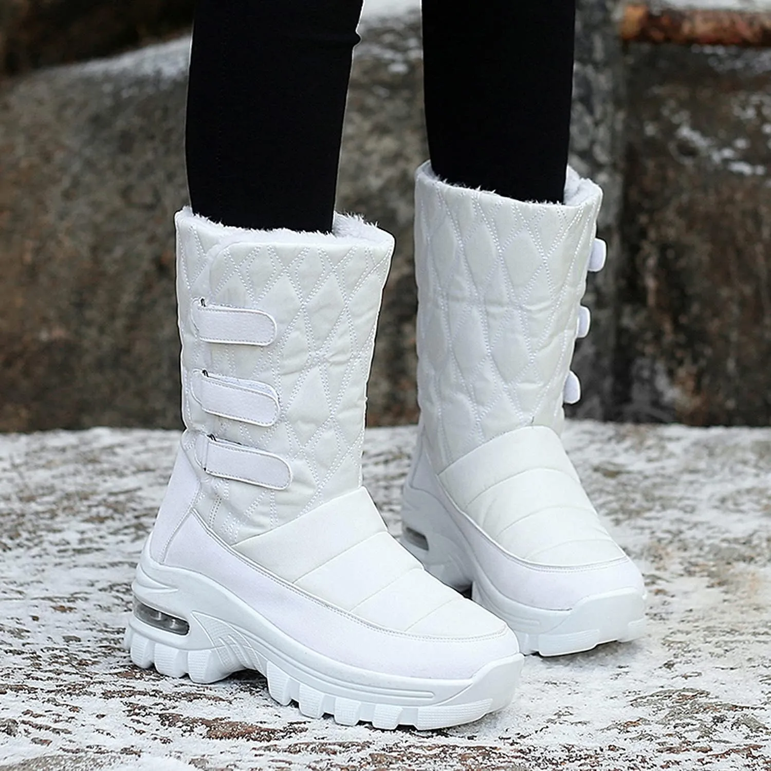 CERYTHRINA Womens Snow Boots Fur Lining Bootie Warm Ankle Booties Outdoor Thickening Winter Shoes