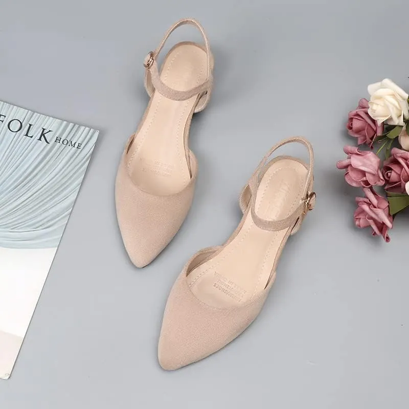 Dear Time Women Ankle Strap Flat Sandal Shoes Summer Pointy Toe Ballet Flats