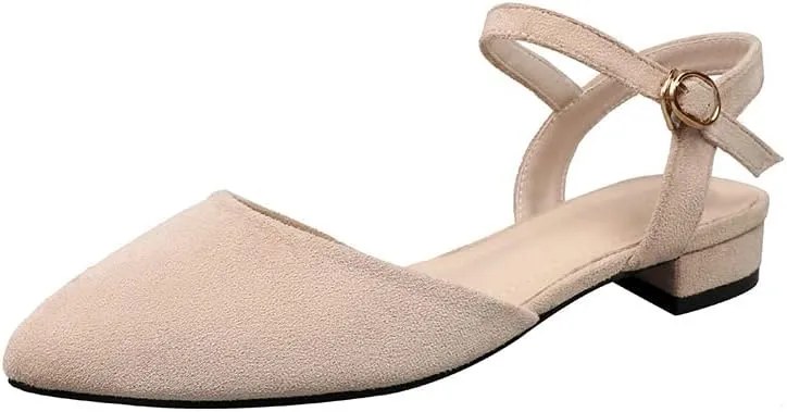Dear Time Women Ankle Strap Flat Sandal Shoes Summer Pointy Toe Ballet Flats