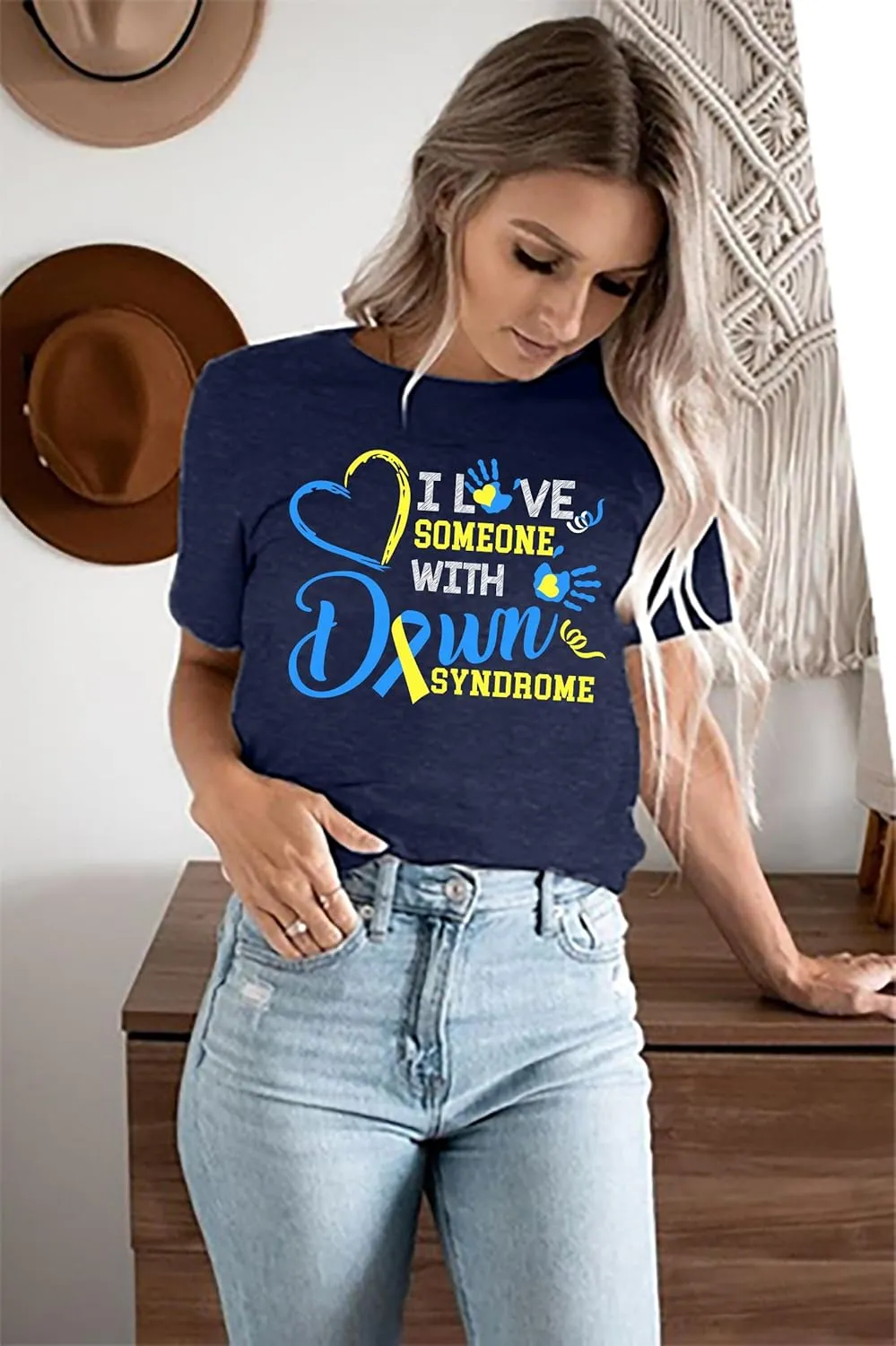 Down Syndrome Awareness Shirts Women World Down Syndrome Day Shirt Love Heart Ribbon Tees Tops