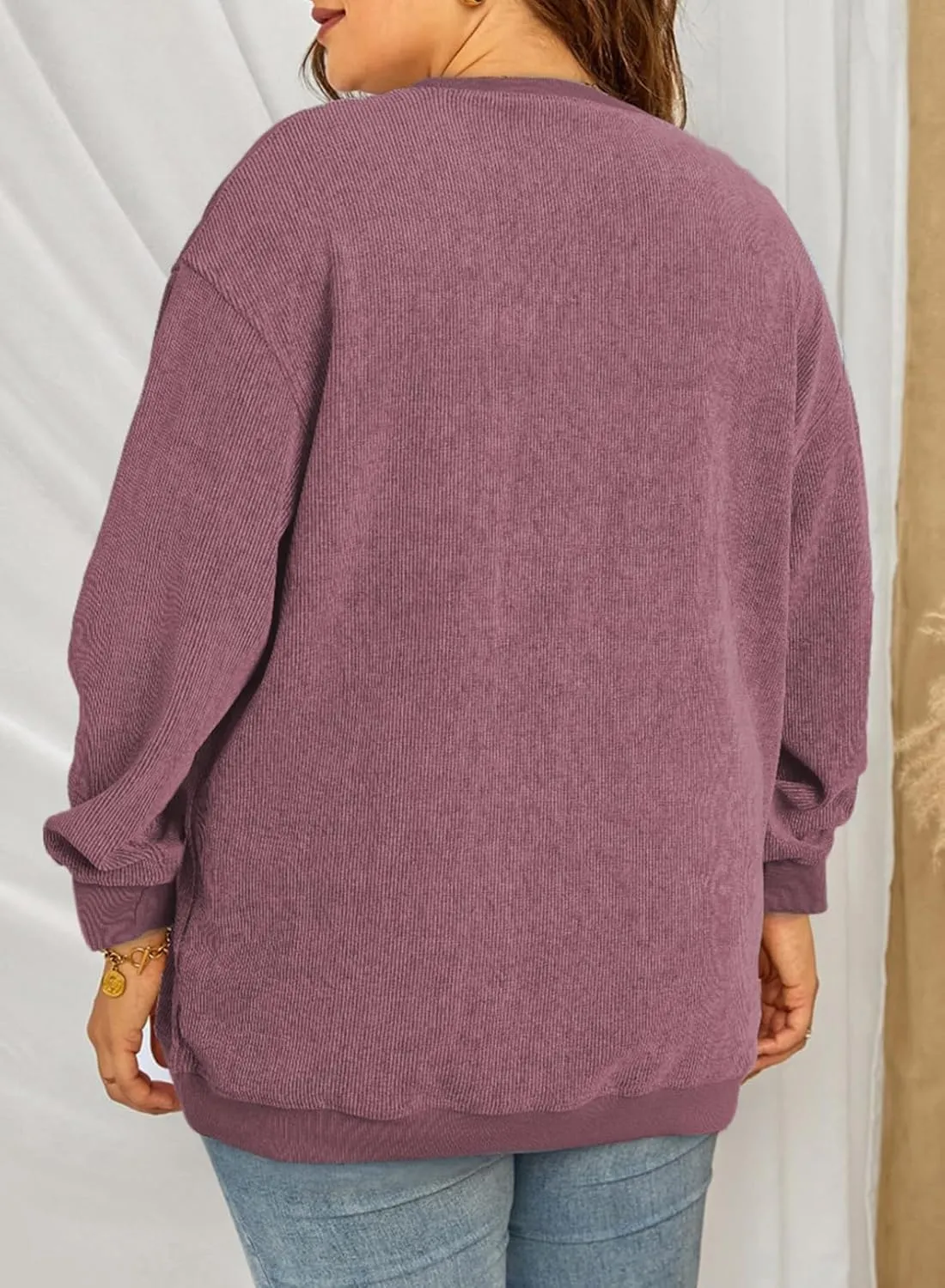 Eytino Women Plus Size Sweatshirts Long Sleeve Crew Neck Casual Oversized Soft Pullover Tops Shirts(1X-5X)