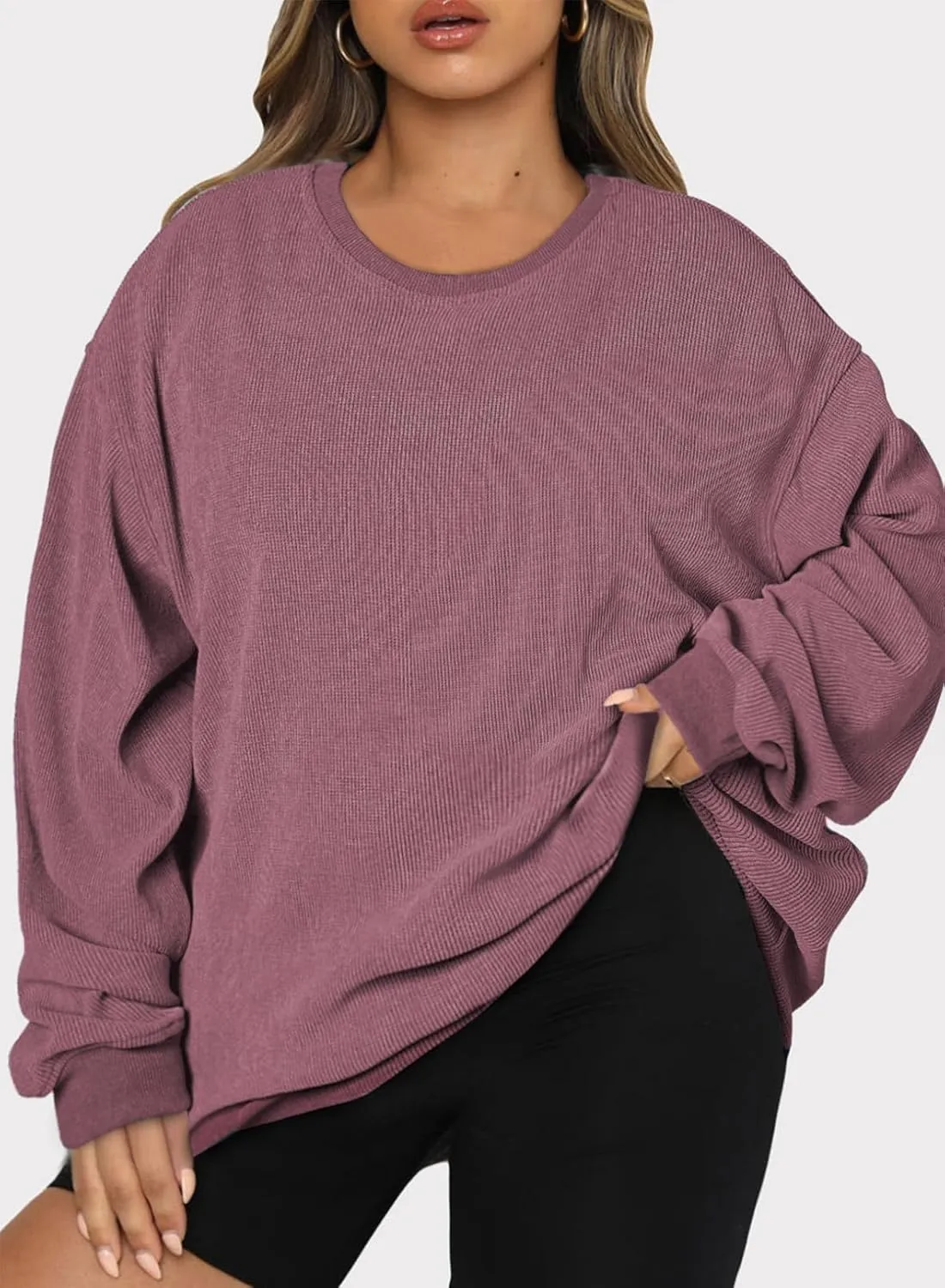 Eytino Women Plus Size Sweatshirts Long Sleeve Crew Neck Casual Oversized Soft Pullover Tops Shirts(1X-5X)