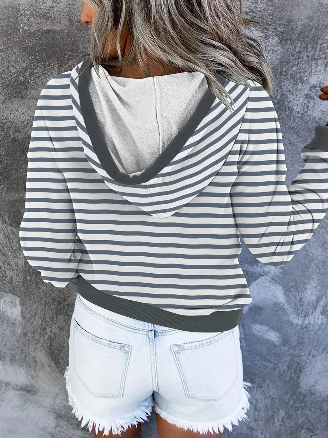 FARORO Hooded Sweatshirts for Women Hoodies Pullover Casual Sports Top Button Down Shirt with Pockets