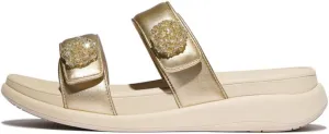 FitFlop Women's F-Mode Go Beadie-Button Adj. Flatform 2-bar Slides Wedge Sandal