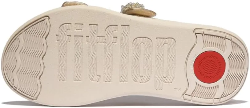 FitFlop Women's F-Mode Go Beadie-Button Adj. Flatform 2-bar Slides Wedge Sandal