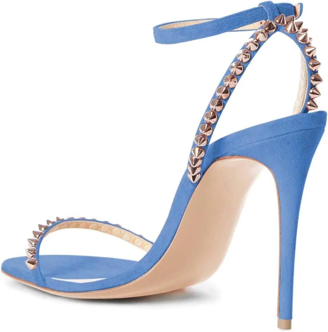 FSJ Women Rivets Studded Ankle Strap Sandals Fashion Open Toe High Heels Stilettos Summer Shoes Size 4-15 US