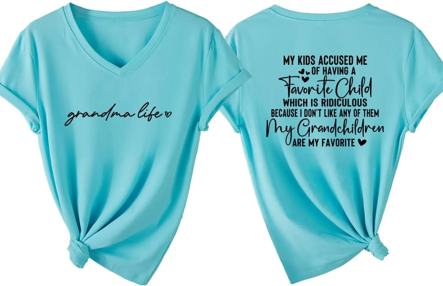 Funny Grandma Shirt Women My Kids Accused Me of Having a Favorite Child V Neck Tshirt Grandma Life Short Sleeve Tees