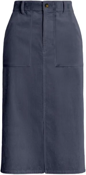 Happy Sailed Skirts for Women High Waist Split A Line Corduroy Skirt Casual Midi Skirts with Pockets
