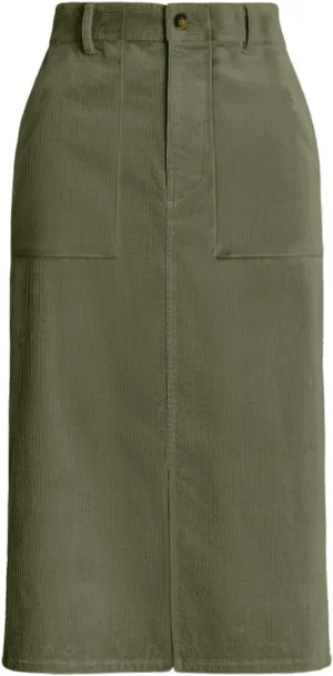 Happy Sailed Skirts for Women High Waist Split A Line Corduroy Skirt Casual Midi Skirts with Pockets