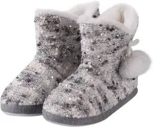 Home Slipper Bootie Slippers Women's Woolen Yarn Plush Lining Fuzzy Warm Indoor Ankle Boots
