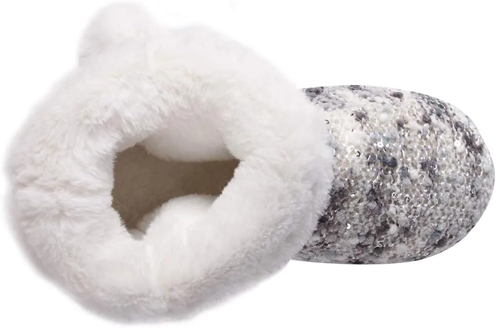 Home Slipper Bootie Slippers Women's Woolen Yarn Plush Lining Fuzzy Warm Indoor Ankle Boots