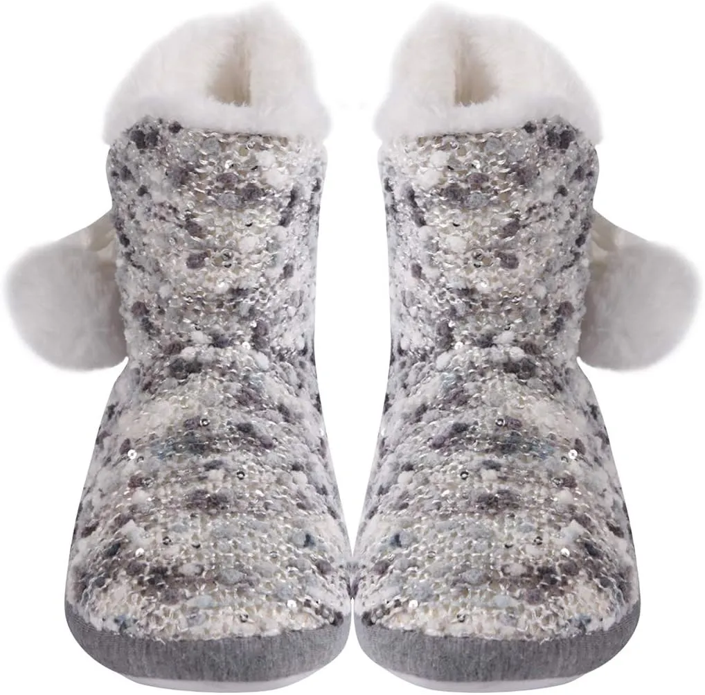 Home Slipper Bootie Slippers Women's Woolen Yarn Plush Lining Fuzzy Warm Indoor Ankle Boots