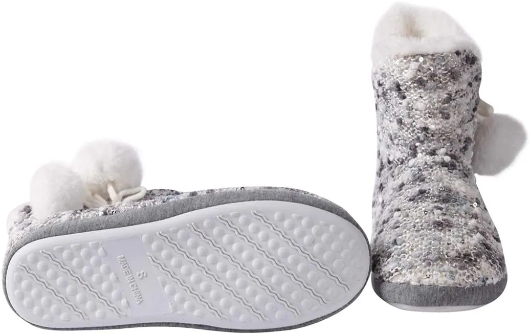 Home Slipper Bootie Slippers Women's Woolen Yarn Plush Lining Fuzzy Warm Indoor Ankle Boots