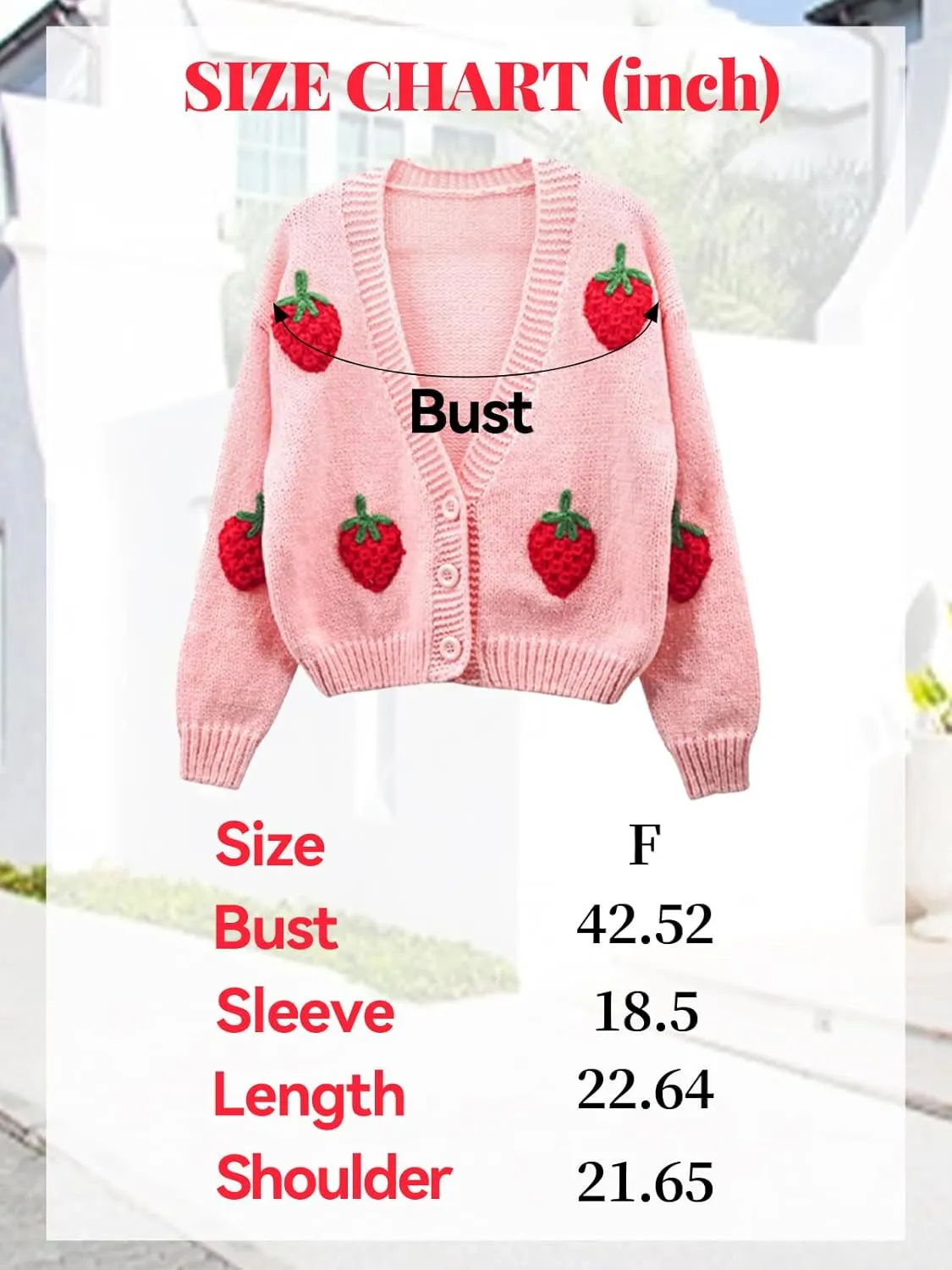 HOULENGS Women's Strawberry Print Button Down Long Sleeve V Neck Crop Cardigan Sweater