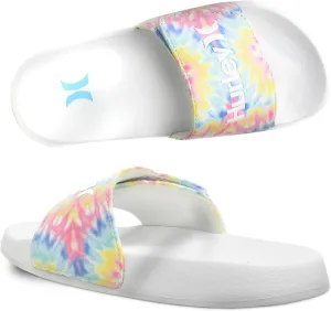Hurley Naia Slides for Girls and Boys - Comfortable Slip-On Kids Sandals with Adjustable Strap, Unisex Slides for Indoor and Outdoor, Adjustable Sporty Slides for The Beach and Pool