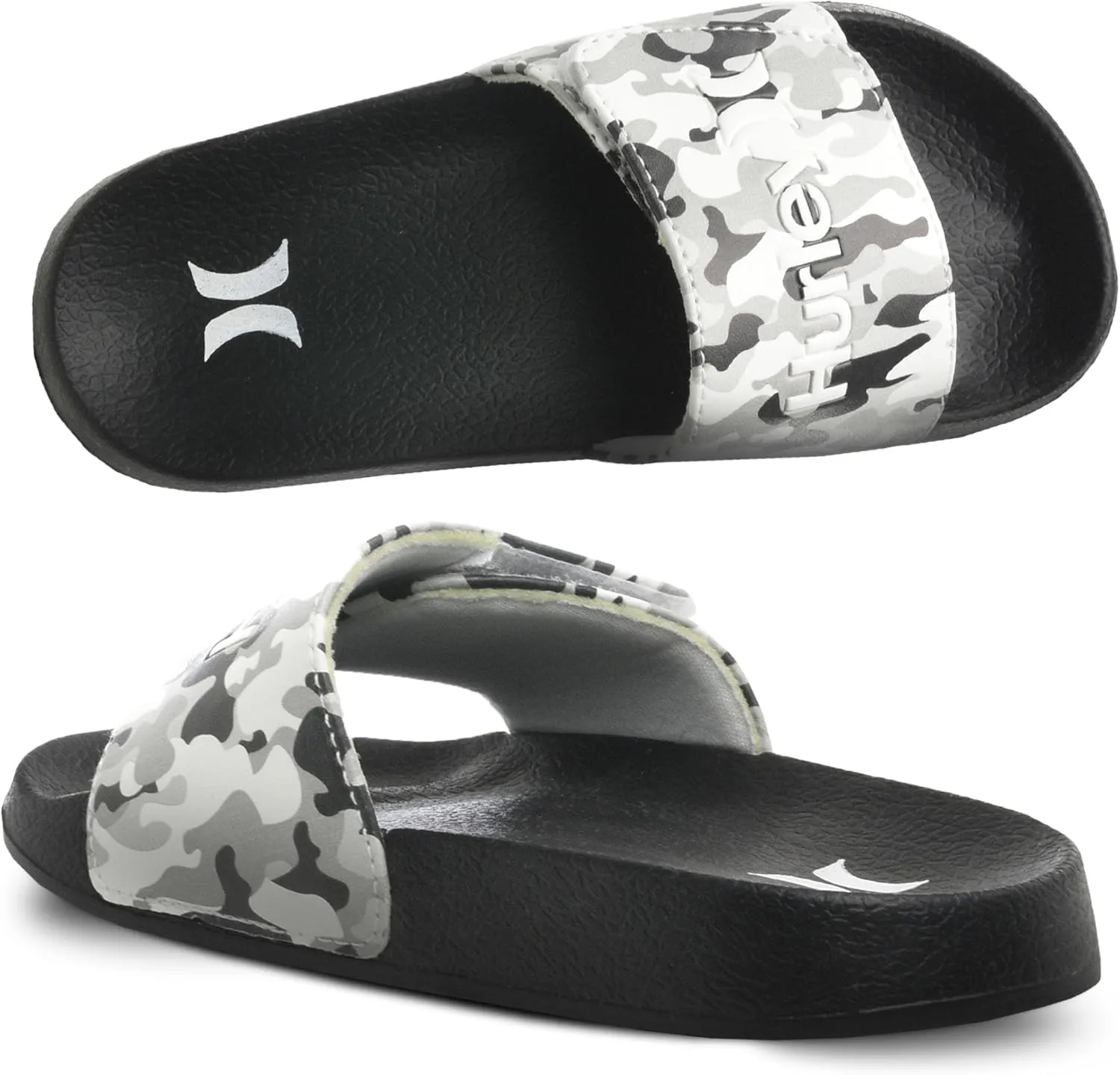 Hurley Naia Slides for Girls and Boys - Comfortable Slip-On Kids Sandals with Adjustable Strap, Unisex Slides for Indoor and Outdoor, Adjustable Sporty Slides for The Beach and Pool