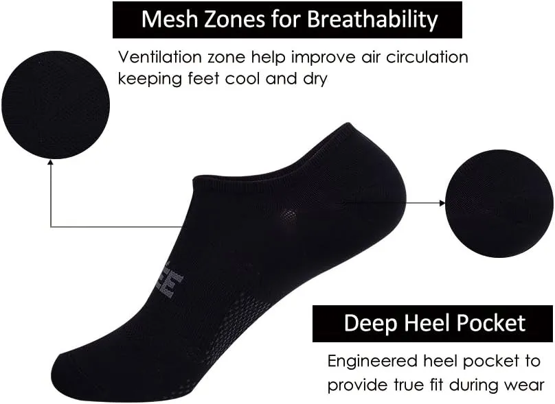 JOYNÉE Men's 6 Pack Casual Cushion Anti-Slid Cotton No Show Socks with Silicone