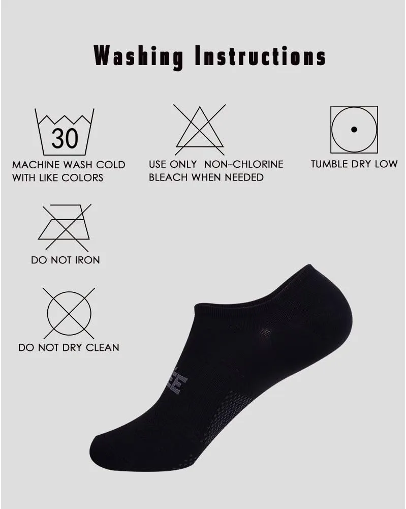 JOYNÉE Men's 6 Pack Casual Cushion Anti-Slid Cotton No Show Socks with Silicone