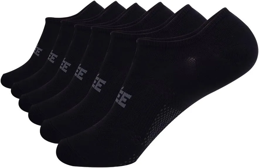JOYNÉE Men's 6 Pack Casual Cushion Anti-Slid Cotton No Show Socks with Silicone