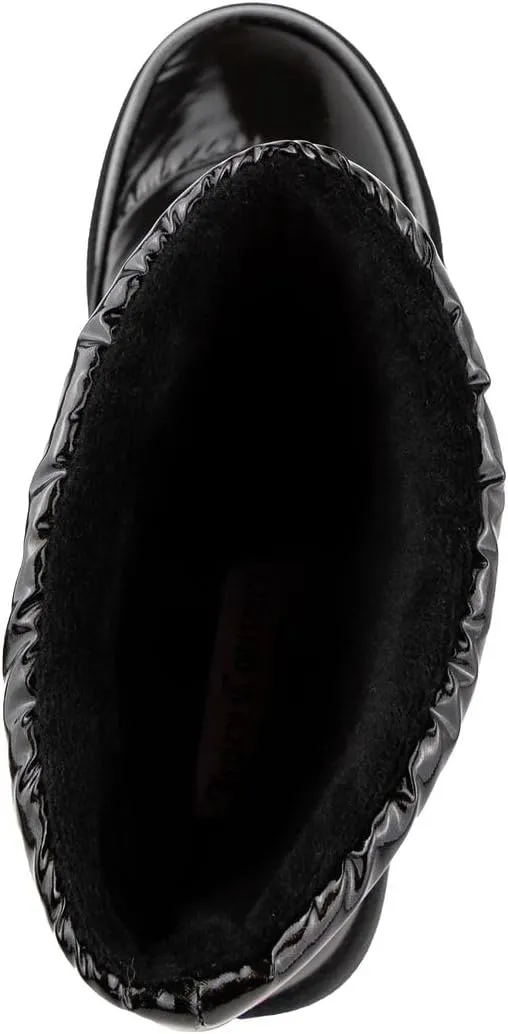 JUICY COUTURE Women's Quilted Slip-On Winter Boots – Waterproof, Warm Mid-Calf Snow Booties with Logo Strap-Kissie