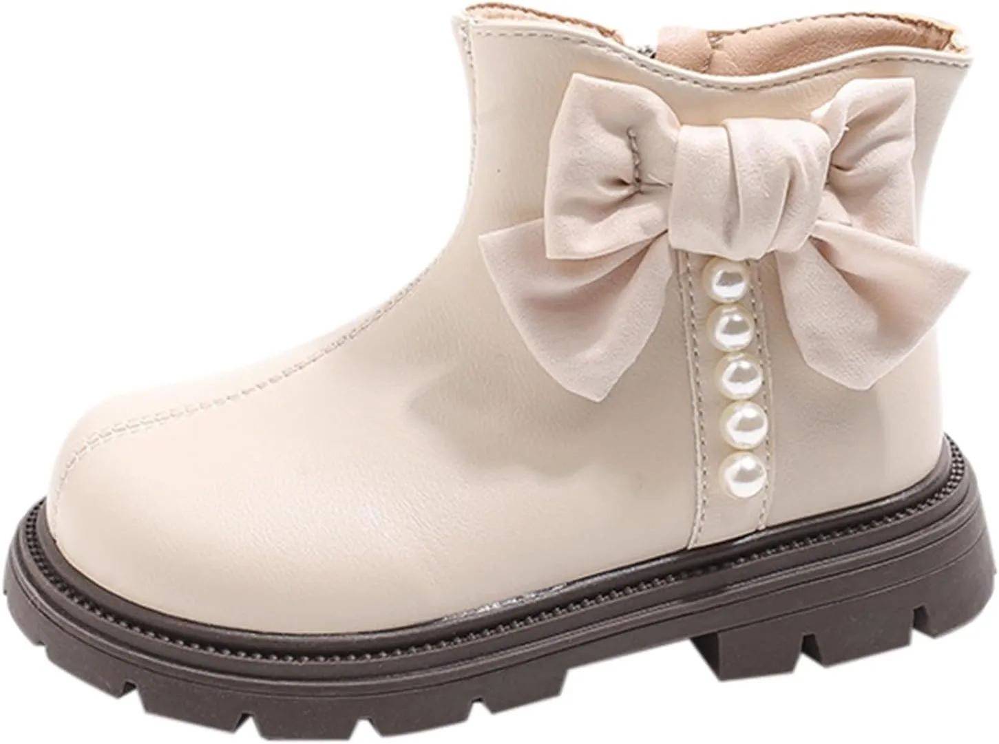 Kids Girls Pearl Bowknot Dress Boots Soft Sole Anti Slip Fashion Birthday Wedding Shoes Little Girl Warm Boots