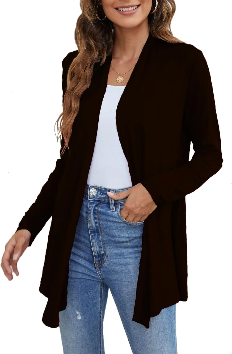Ladlop Women's Lightweight Open Front Cardigans Long Sleeve Casual Soft Drape Fall Cardigan