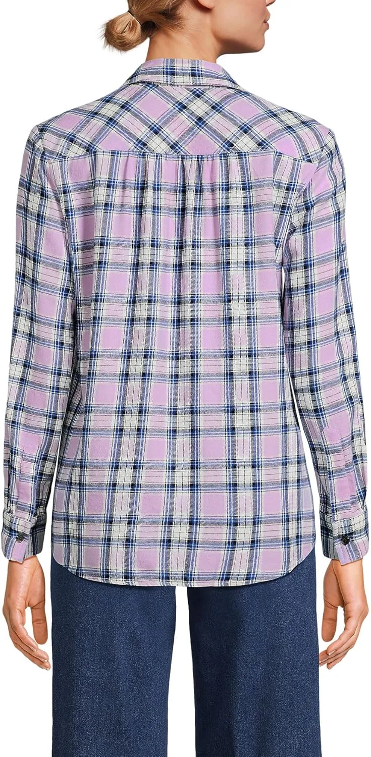 Lands' End Blake Shelton x Women's Flannel Boyfriend Fit Long Sleeve Shirt